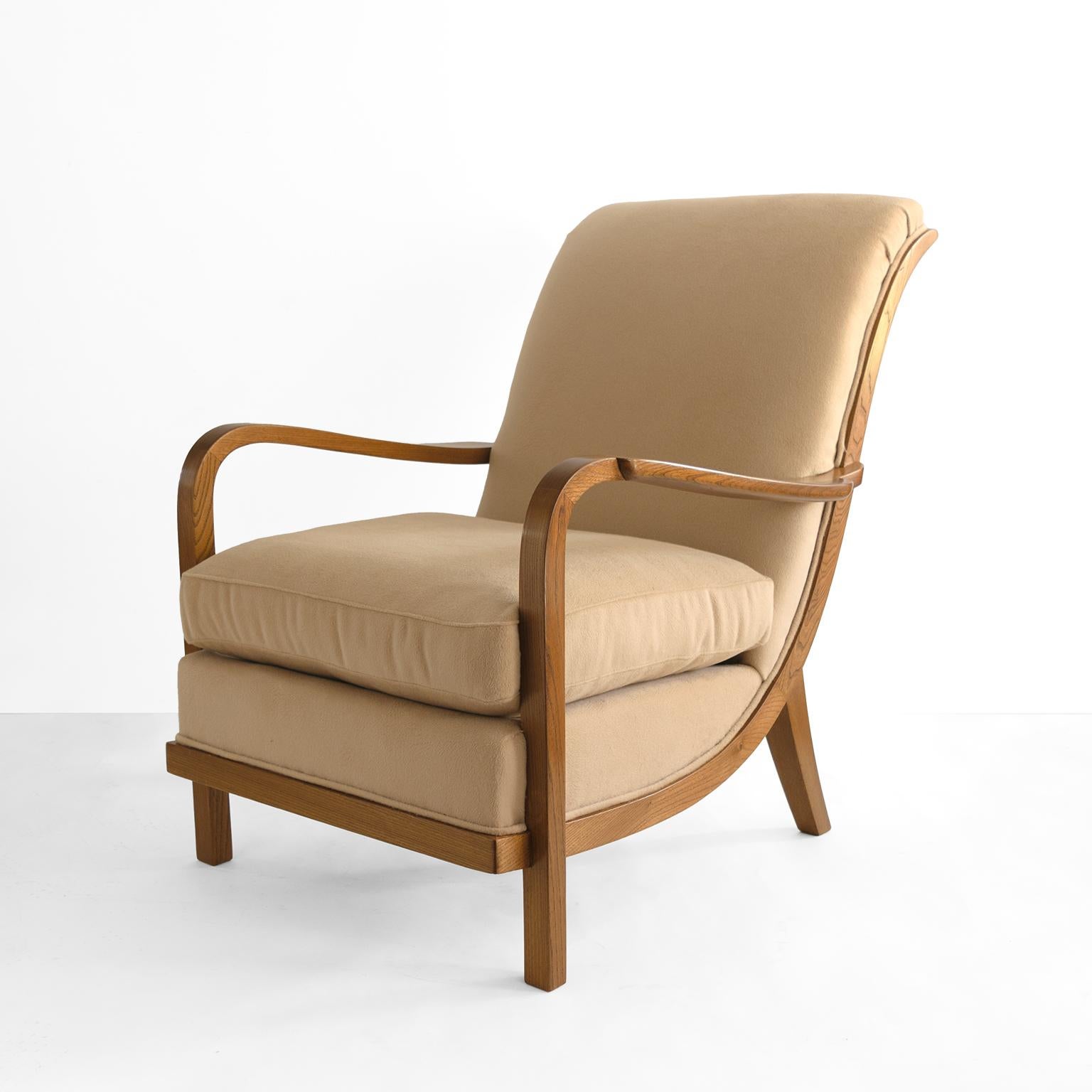Polished Swedish Art Deco lounge chair by Wilhelm Knoll, Malmo 1933 For Sale