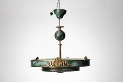 Swedish Art Deco Metal and Brass Ceiling Light