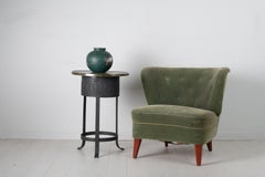 Table ronde suédoise Art Déco en métal et laiton