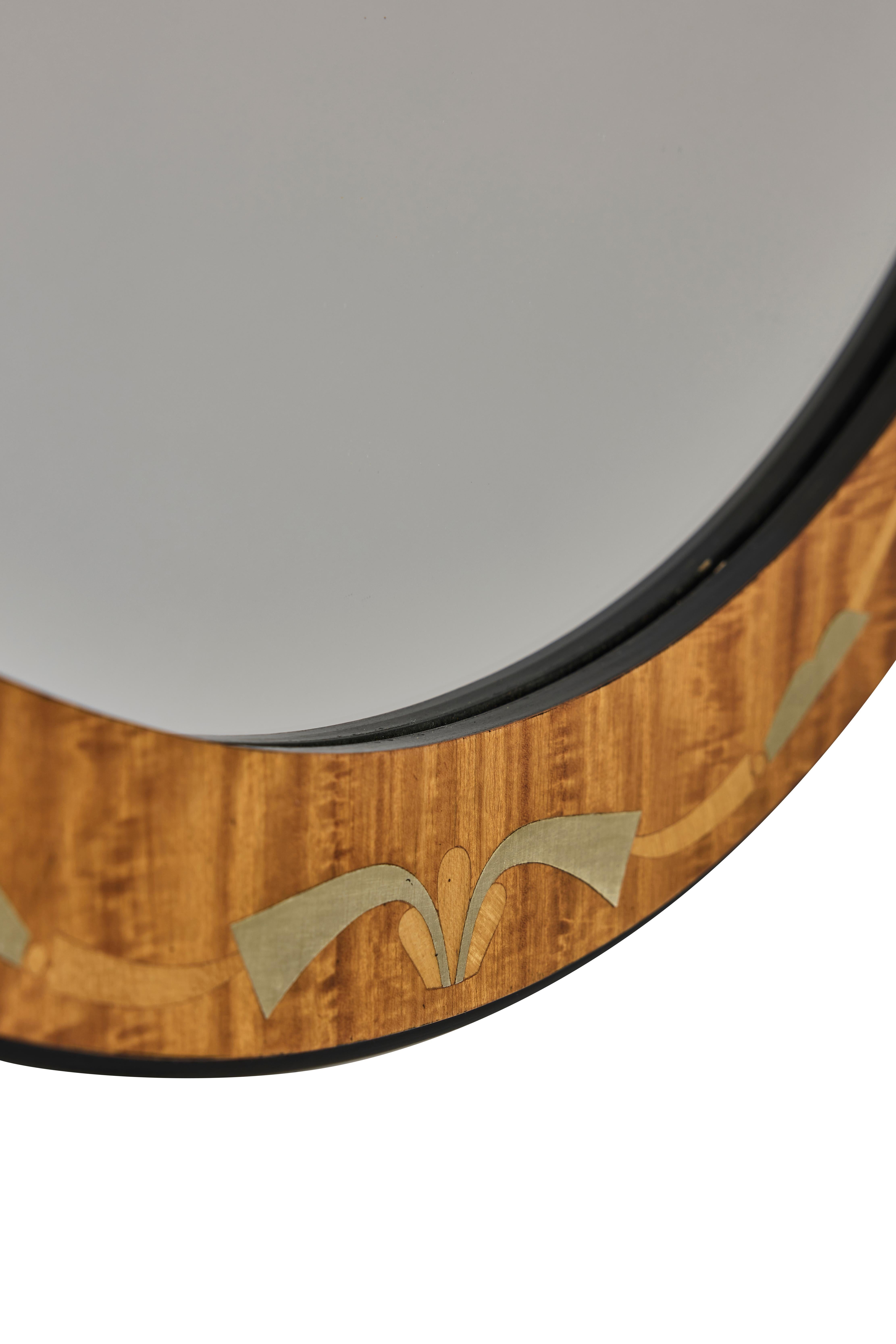 Suédois Miroir suédois Art Deco par Birger Ekman pour Mjölby Intarsia, années 1930 en vente