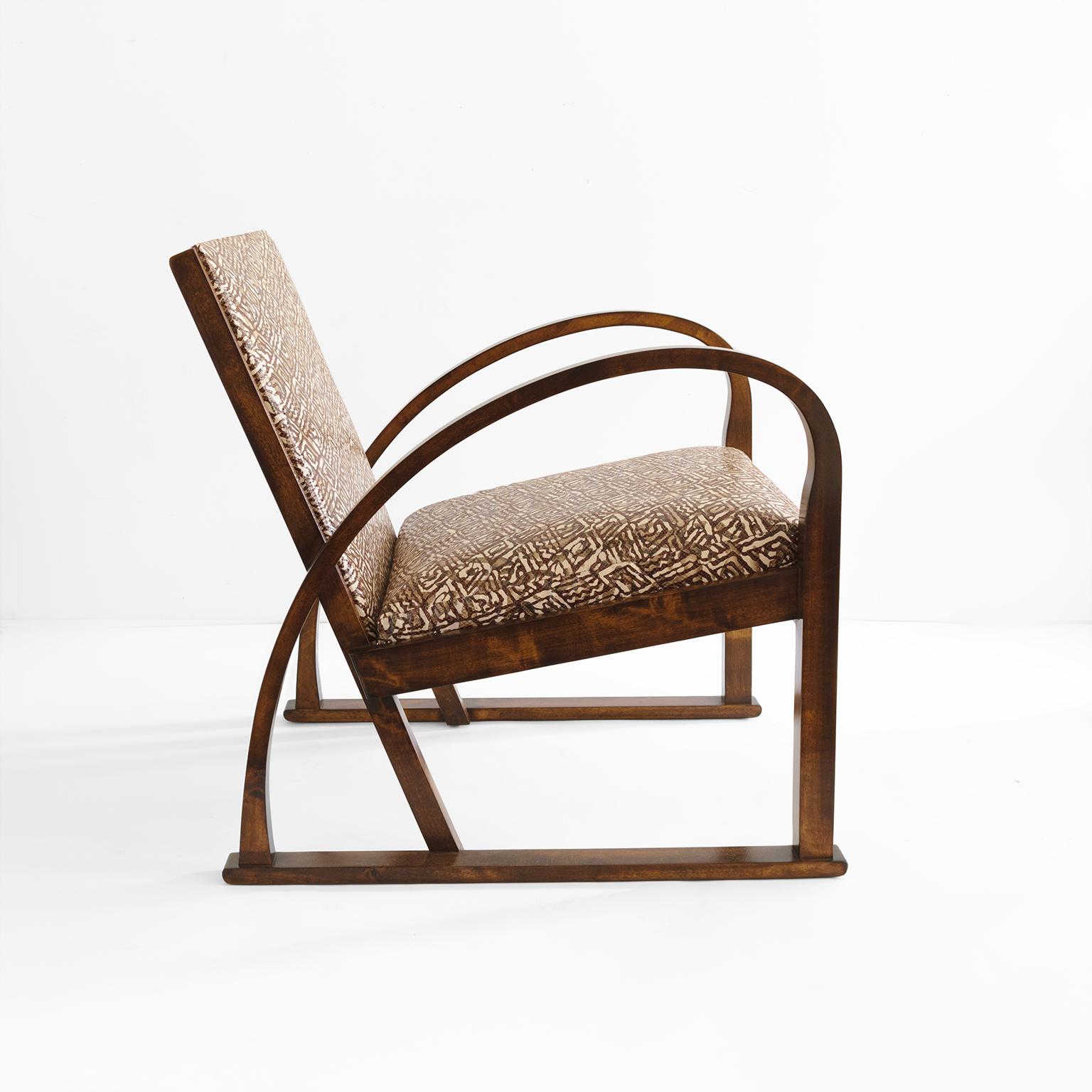 Stained Swedish Art Deco, Modernist Armchair, Axel Larsson SFM Bodafors, 1930 For Sale