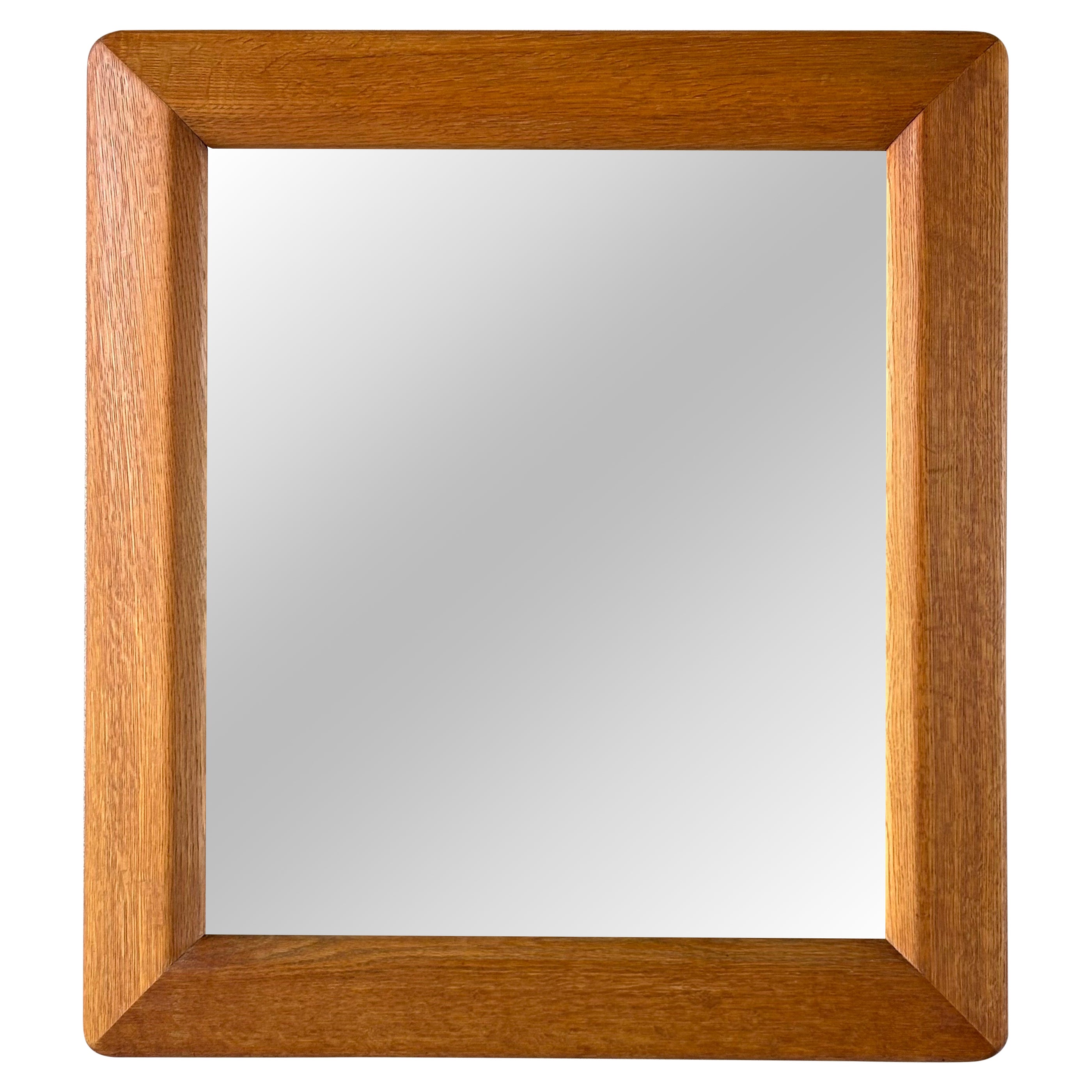 Swedish Art Deco Oak Mirror, Exceptional Quarter-Sawn Oak Grain, Sweden, 1930s For Sale
