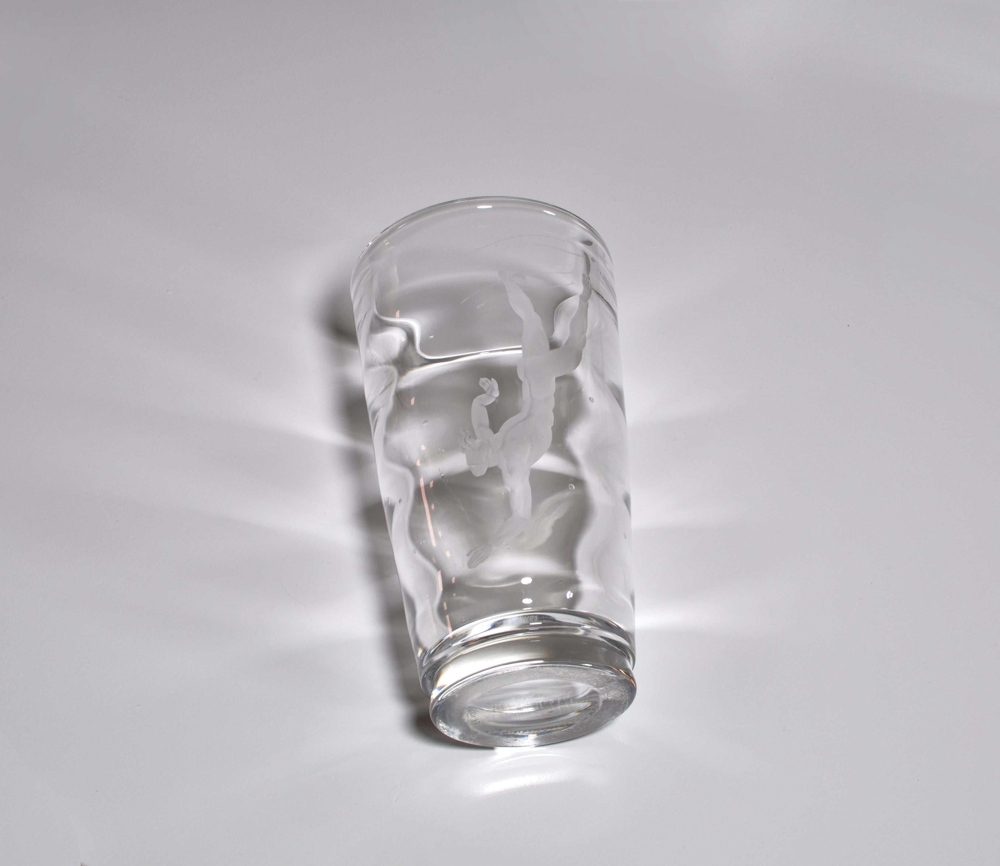 Swedish Art Deco Orrefors Glass Vase by Vicke Lindstrand 