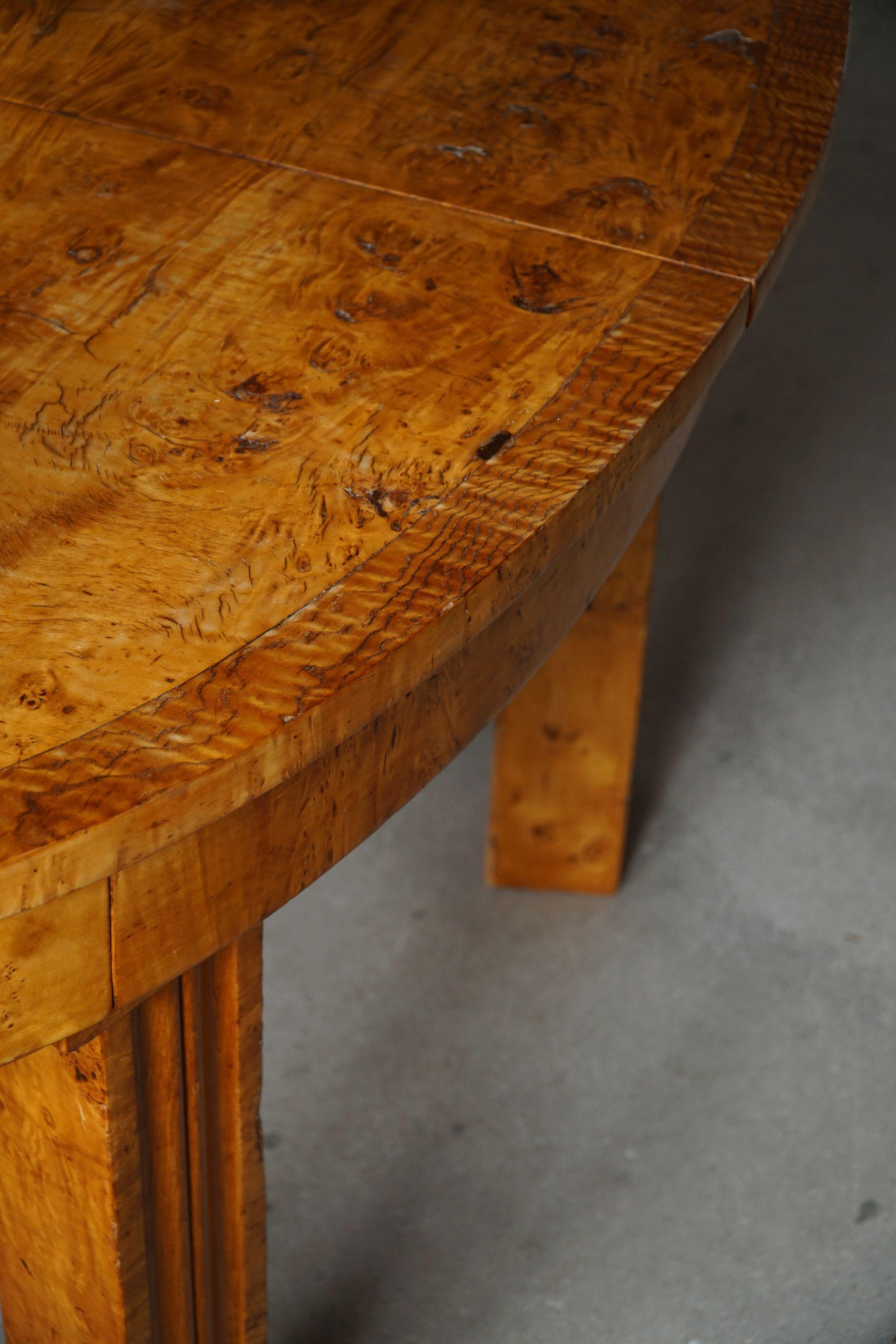 Swedish Art Deco Oval Dining Table in Burl Wood, 1930s 7