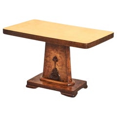 Swedish Art Deco Pedestal Table Golden Birch Tiger Stripe 1920 A