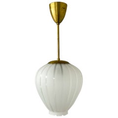 Swedish Art Deco Pendent Brass and Glass, 1940s