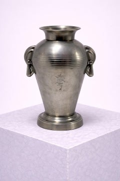 Swedish Art Deco Pewter Amphora Vase by GAB, 1937