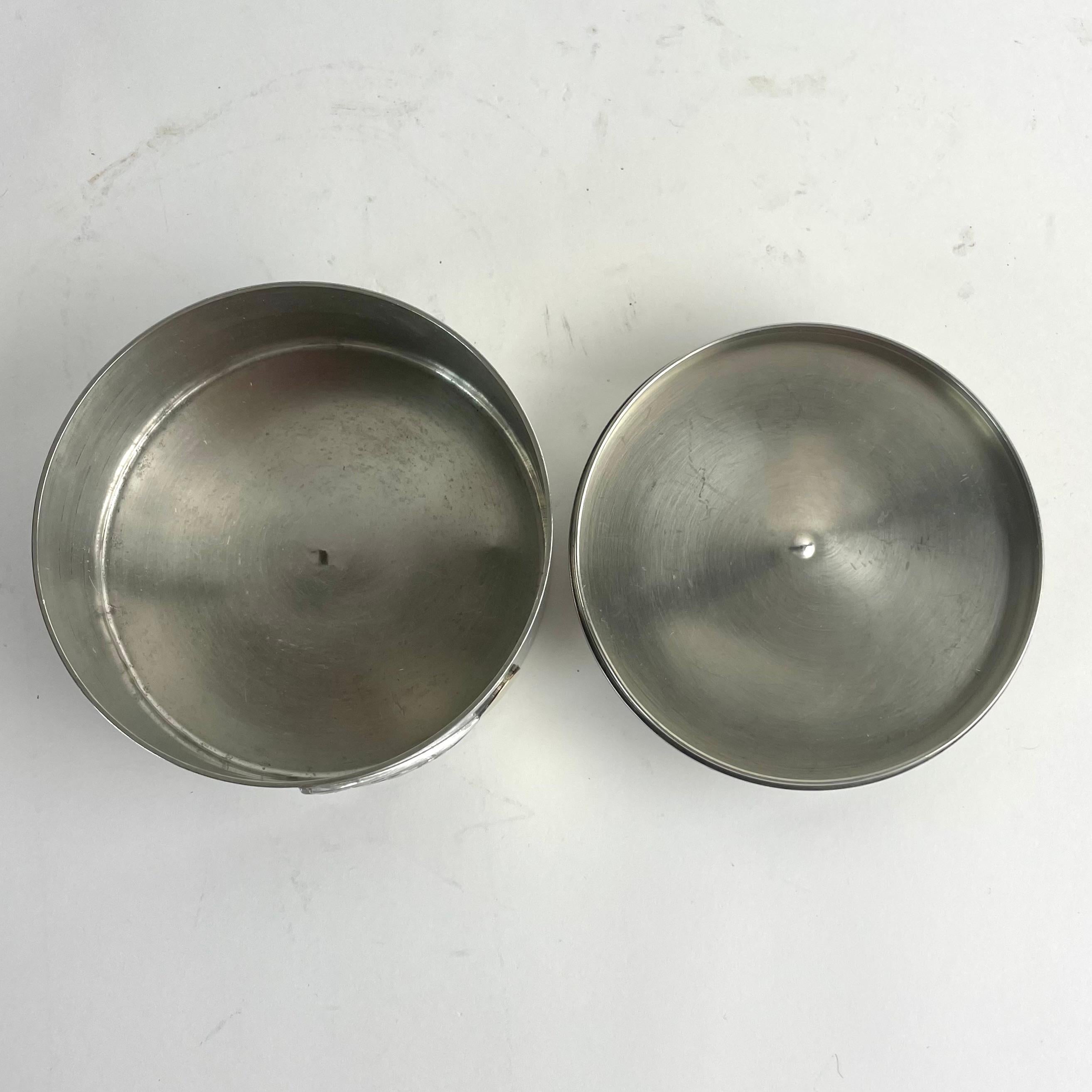 Swedish Art Deco Pewter, Bakelite, and Brass Lidded Box by GAB, 1935 For Sale 7