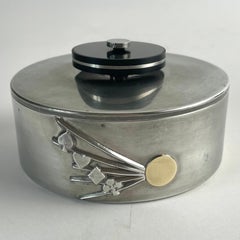 Swedish Art Deco Pewter, Bakelite, and Brass Lidded Box by GAB, 1935