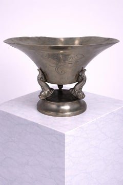 Ciotola svedese in peltro Art Deco di GAB, 1931 - Forma scultorea con patina