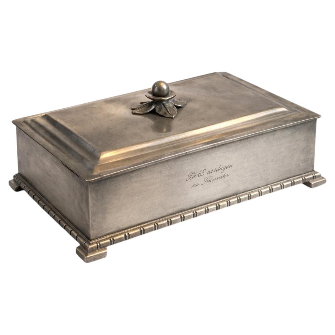 Swedish Art Deco Pewter Cigar Box by GAB Guldsmedsaktiebolaget, 1934