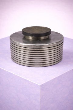 Boîte à couvercle Art déco suédoise en étain par GAB, années 1930