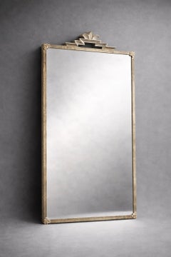 Swedish Modern Art Deco Pewter Mirror with Stylized Crest, circa 1930s