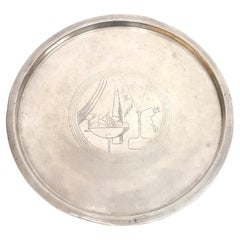 Vintage Swedish Art Deco Pewter Tray, C.G Hallberg, 1938