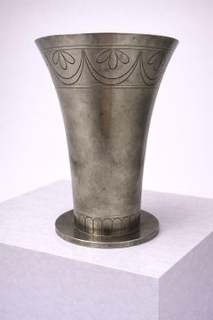 Swedish Art Deco Pewter Vase by CG Hallberg, circa 1930