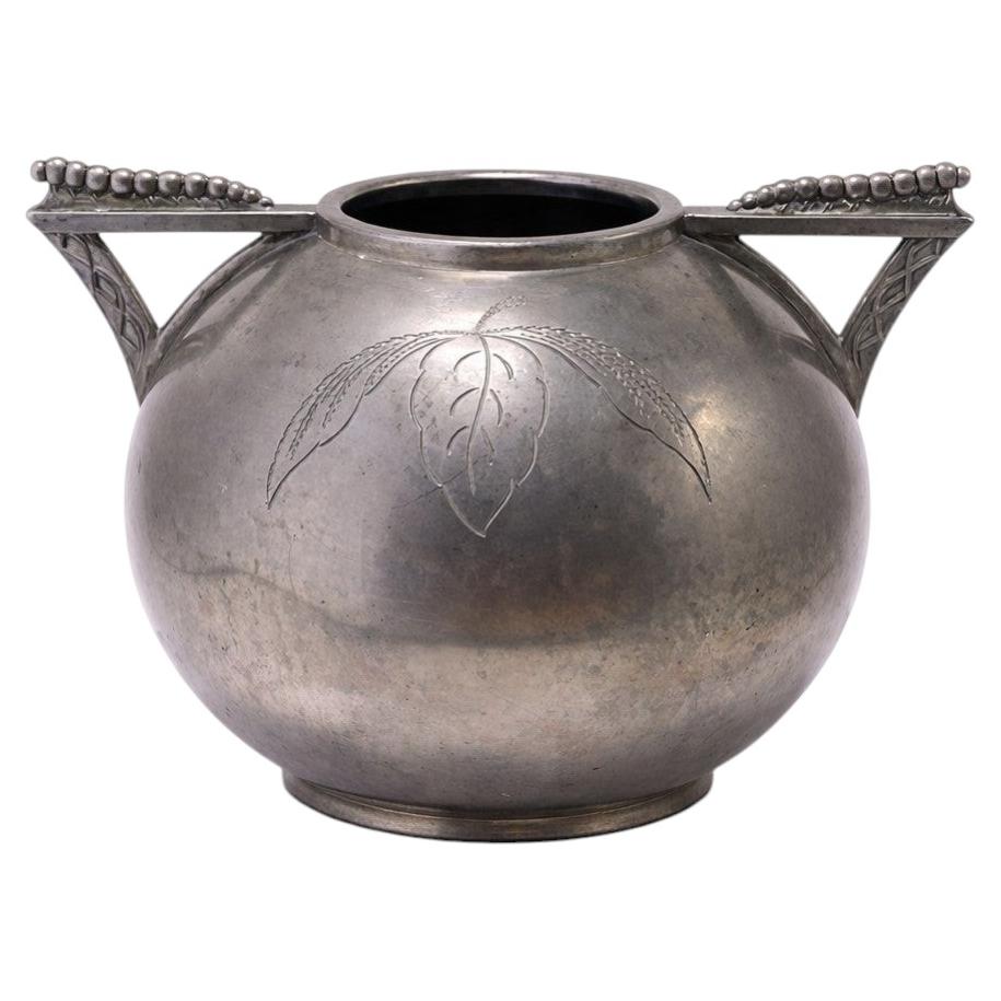 Swedish Art Deco Pewter Vase by Lundin & Lundberg, 1930s For Sale