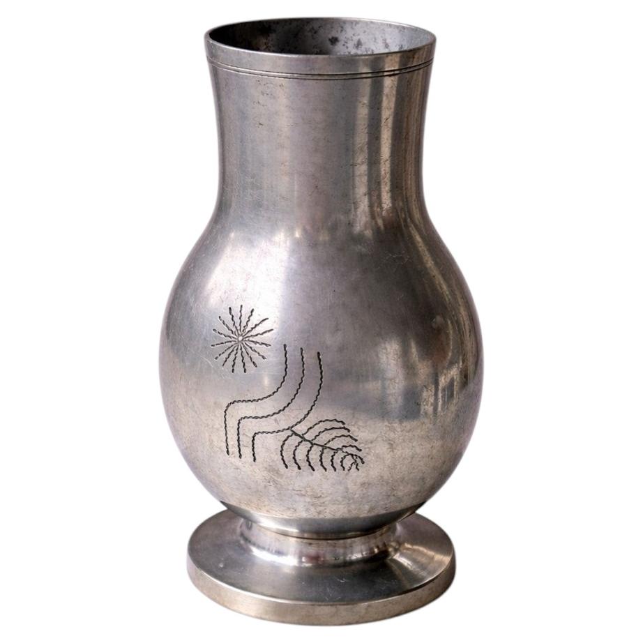 Vaso in peltro Art Deco svedese di Rolf Engströmer, Kron Silver 1933