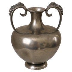 Swedish Art Deco Pewter Vase with Grape Handles by C.G. Hallberg, 1941