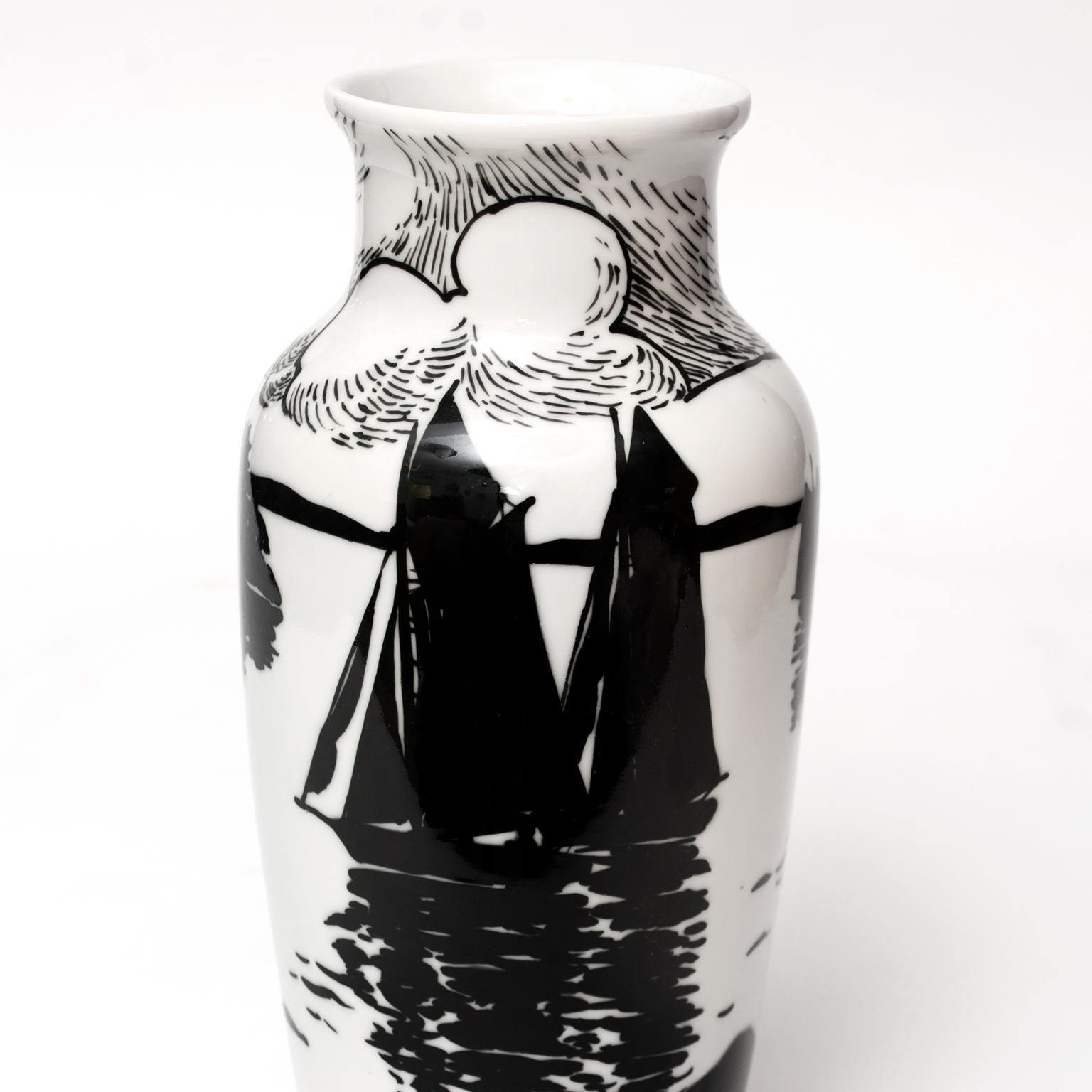 Swedish Art Deco Porcelain Vase by Algot Eriksson, for ALP, Lidkoping In Good Condition For Sale In New York, NY