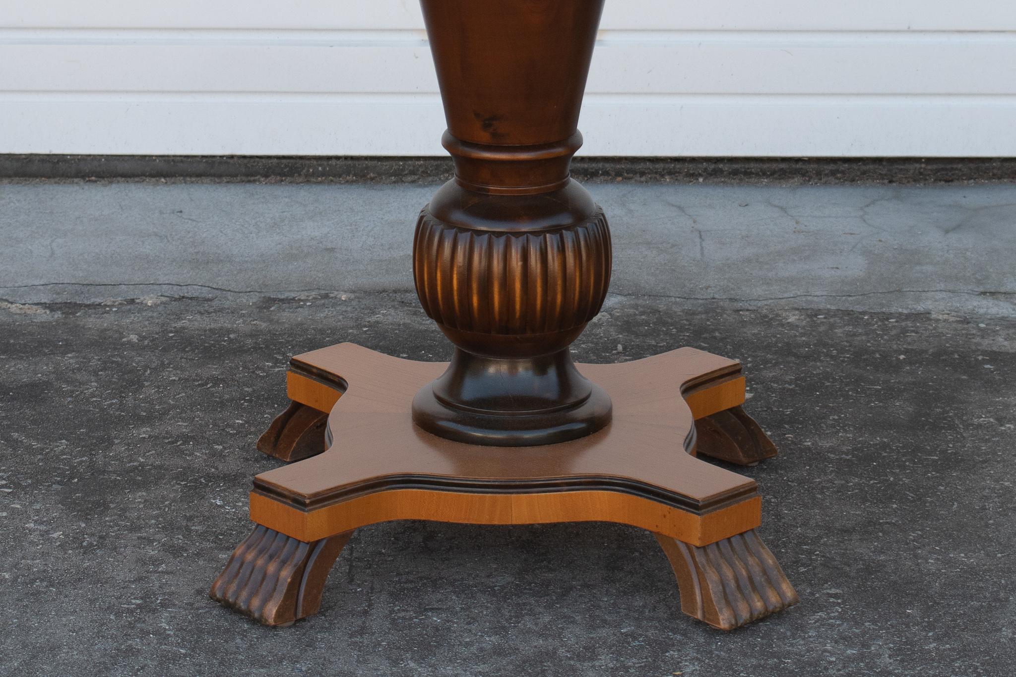 Veneer Swedish Art Deco Round Pedestal End Table For Sale