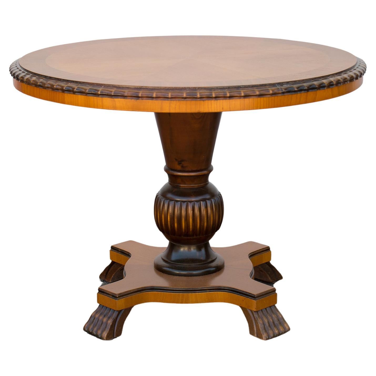 Swedish Art Deco Round Pedestal End Table For Sale