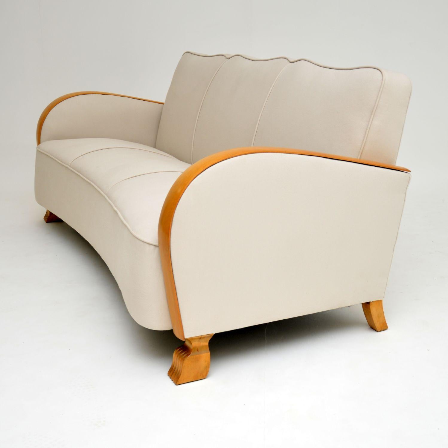 Swedish Art Deco Satin Birch Sofa In Good Condition In London, GB