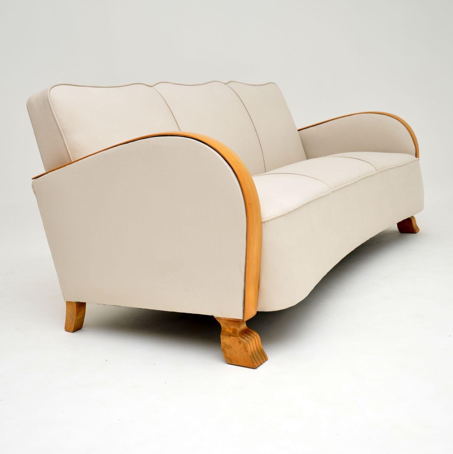 Mid-20th Century Swedish Art Deco Satin Birch Sofa