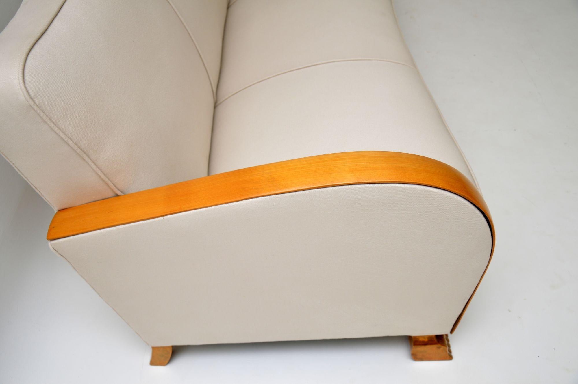 Swedish Art Deco Satin Birch Sofa 2