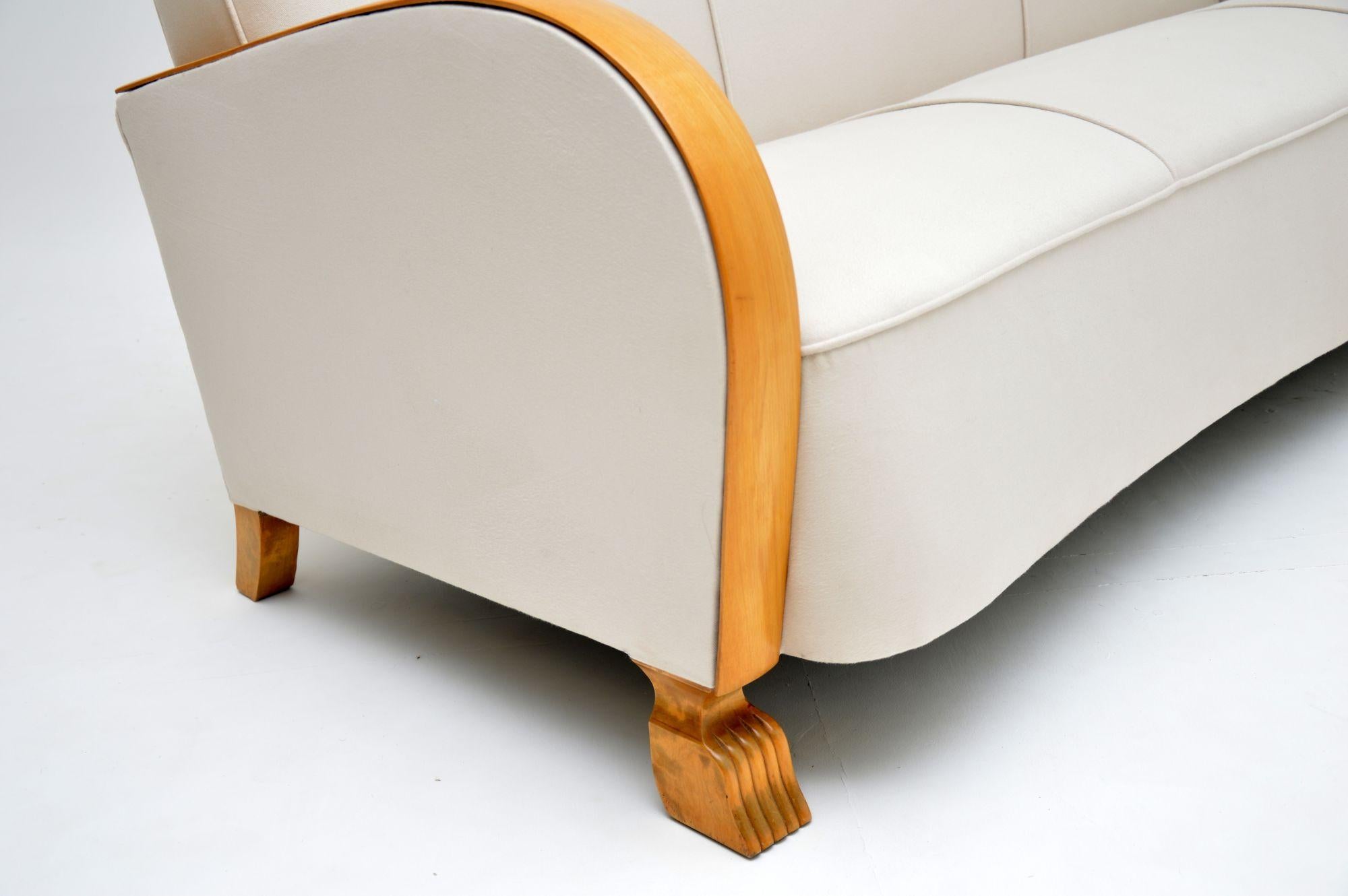 Swedish Art Deco Satin Birch Sofa 5