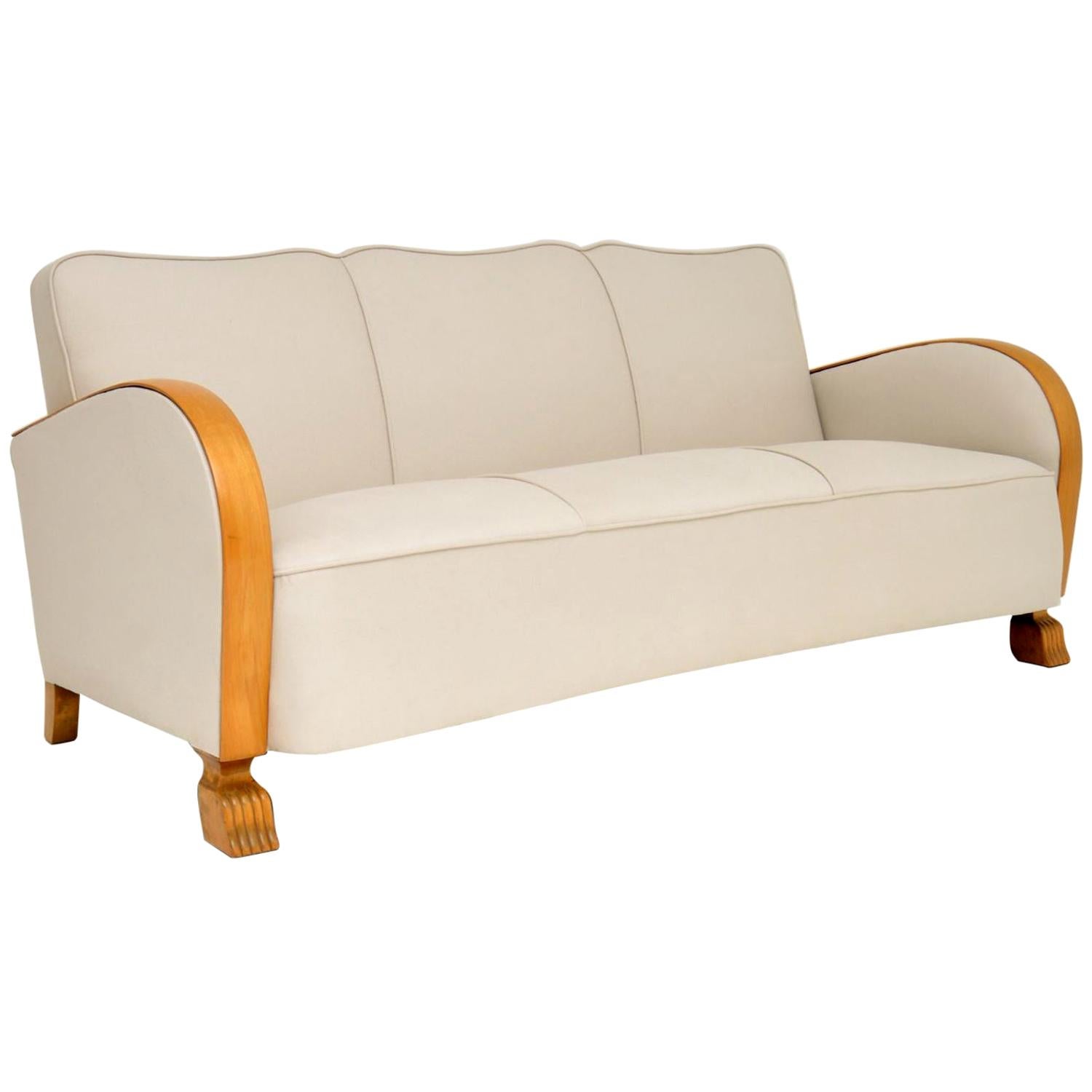 Swedish Art Deco Satin Birch Sofa