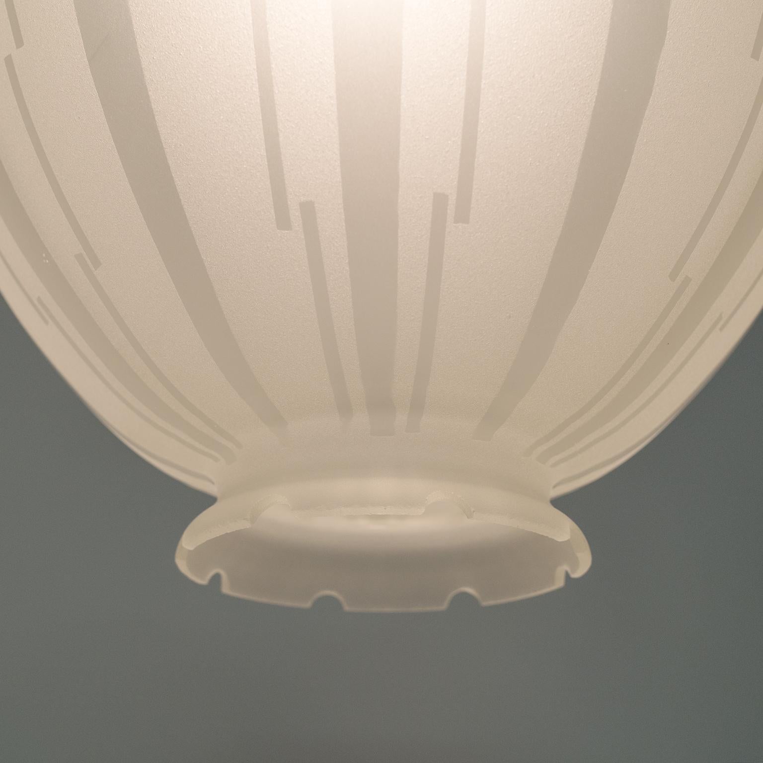 Frosted Swedish Art Deco Satin Glass Pendant, 1930s