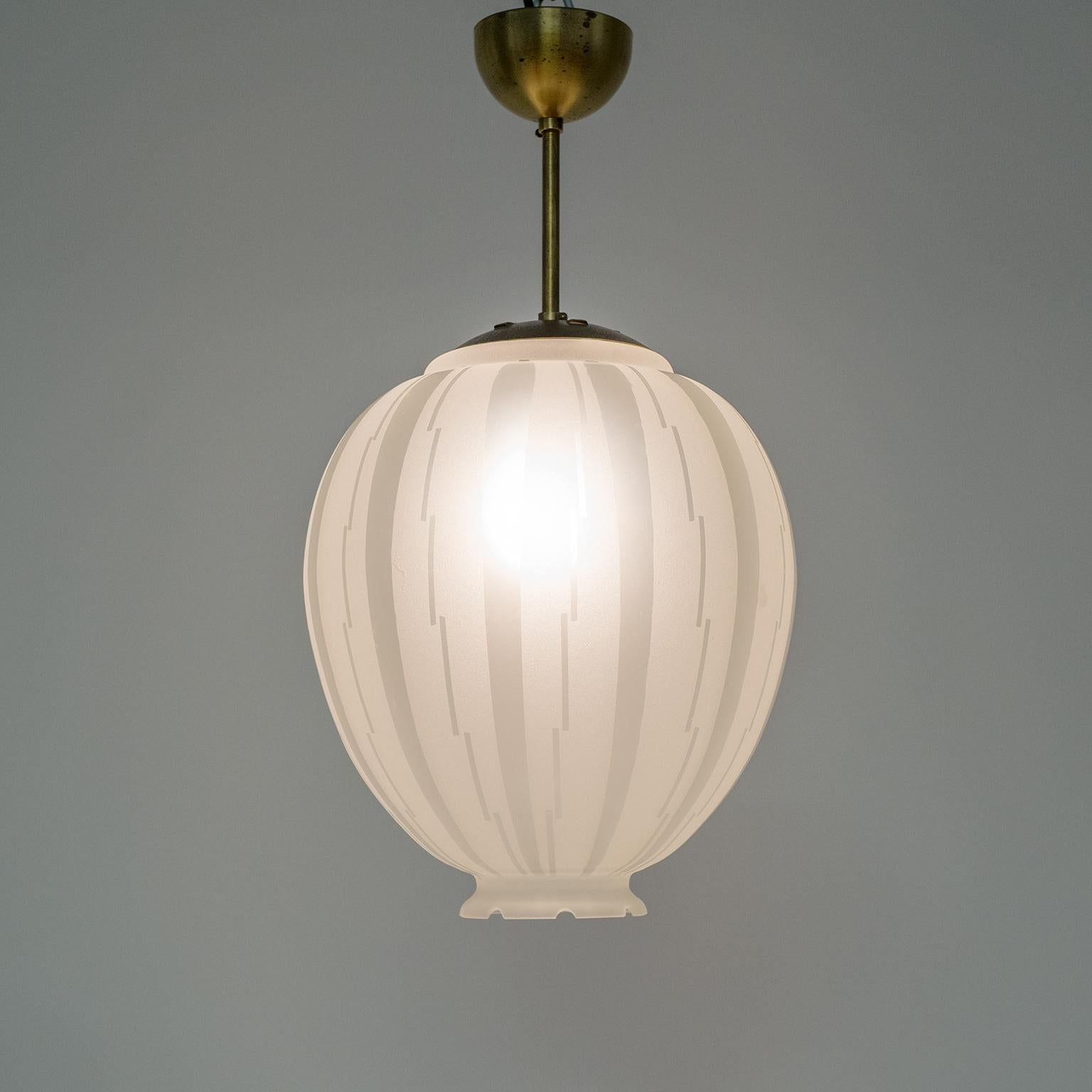 Swedish Art Deco Satin Glass Pendant, 1930s 3