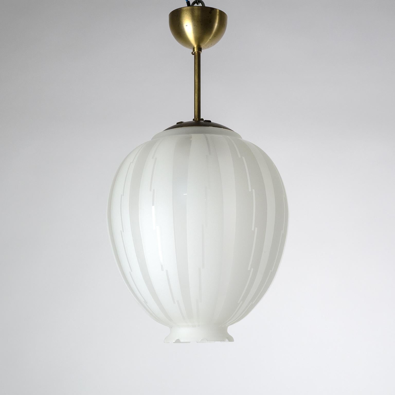 Mid-20th Century Swedish Art Deco Satin Glass Pendant, 1930s