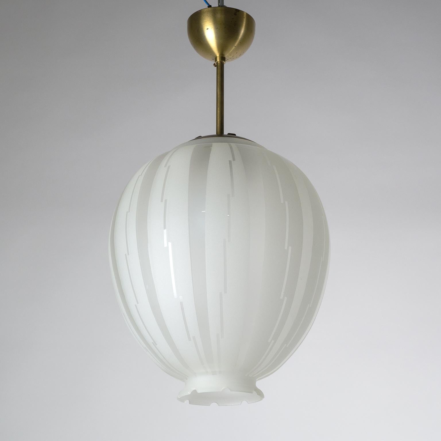 Swedish Art Deco Satin Glass Pendant, 1930s 2