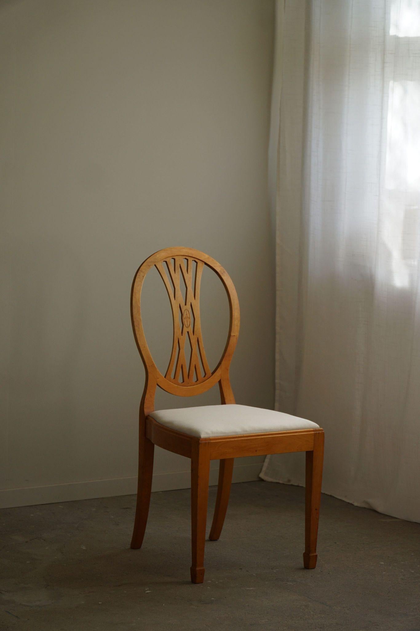 Swedish Art Deco, Set of 10 Chairs in Birch, Early 20th Century, Gustavian Style 9