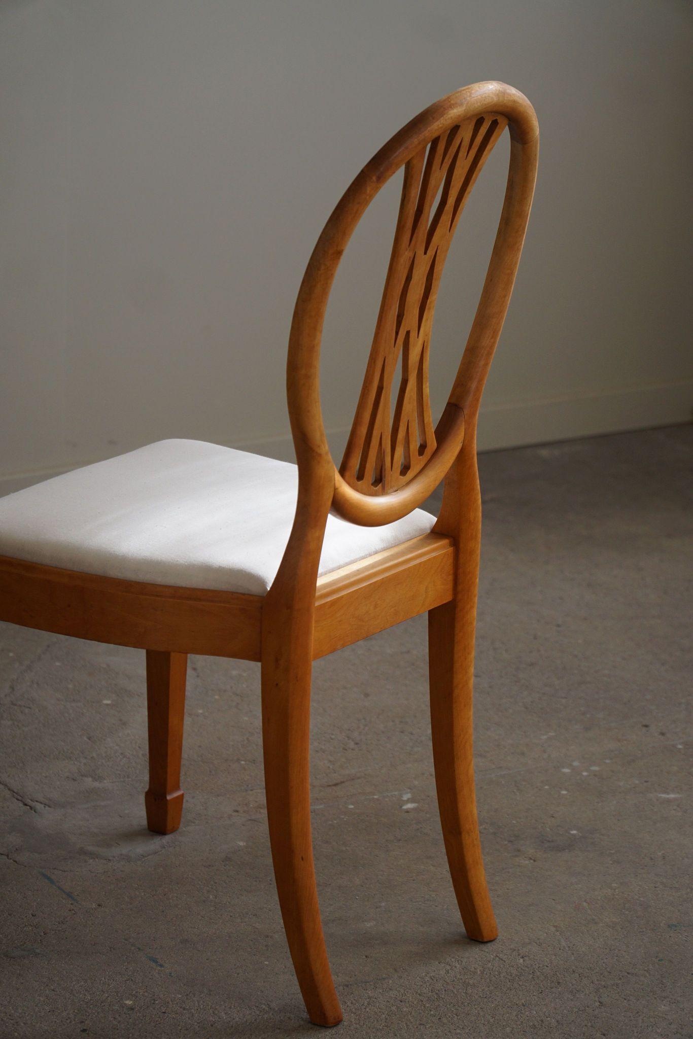 Swedish Art Deco, Set of 10 Chairs in Birch, Early 20th Century, Gustavian Style 2