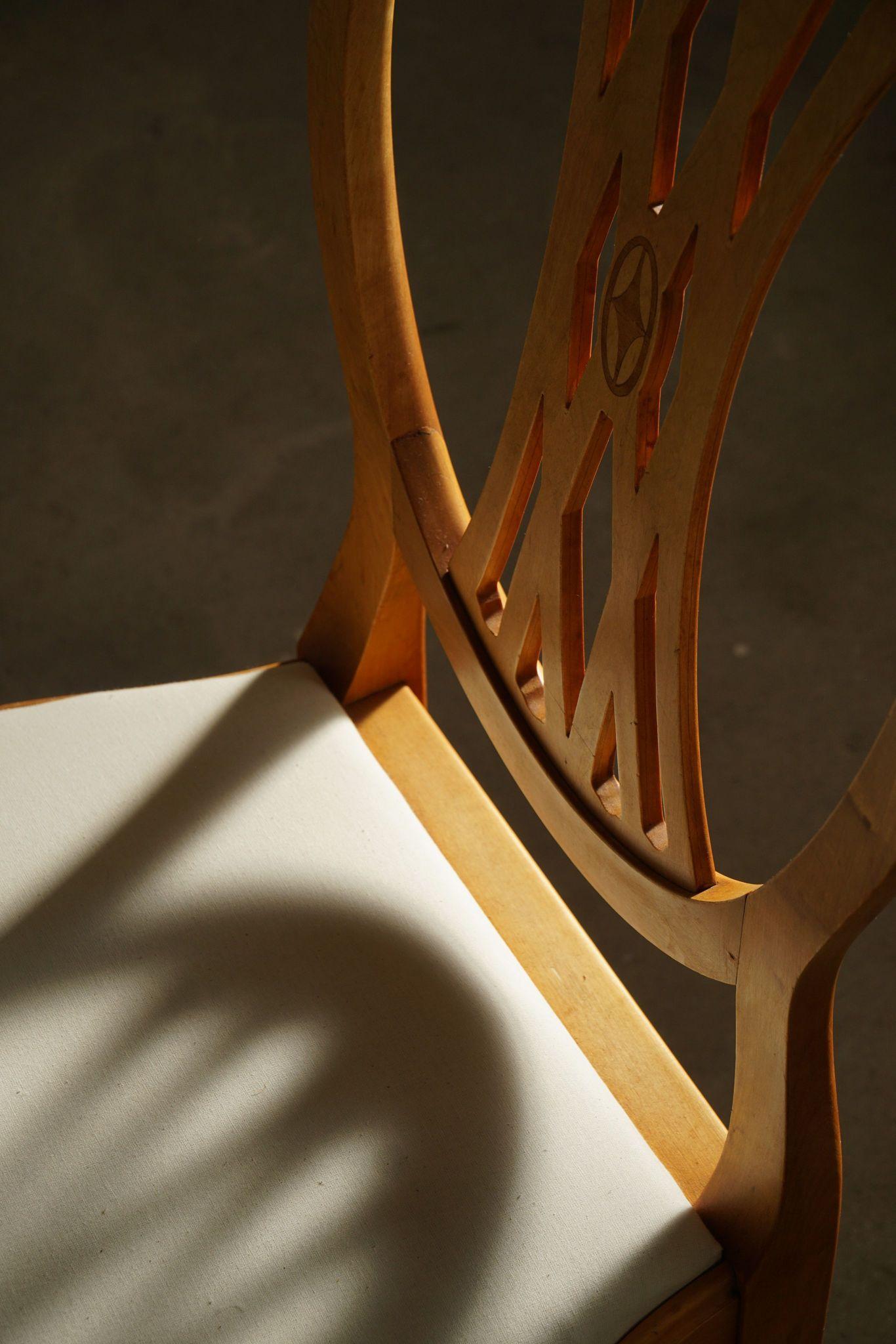 Swedish Art Deco, Set of 10 Chairs in Birch, Early 20th Century, Gustavian Style 6
