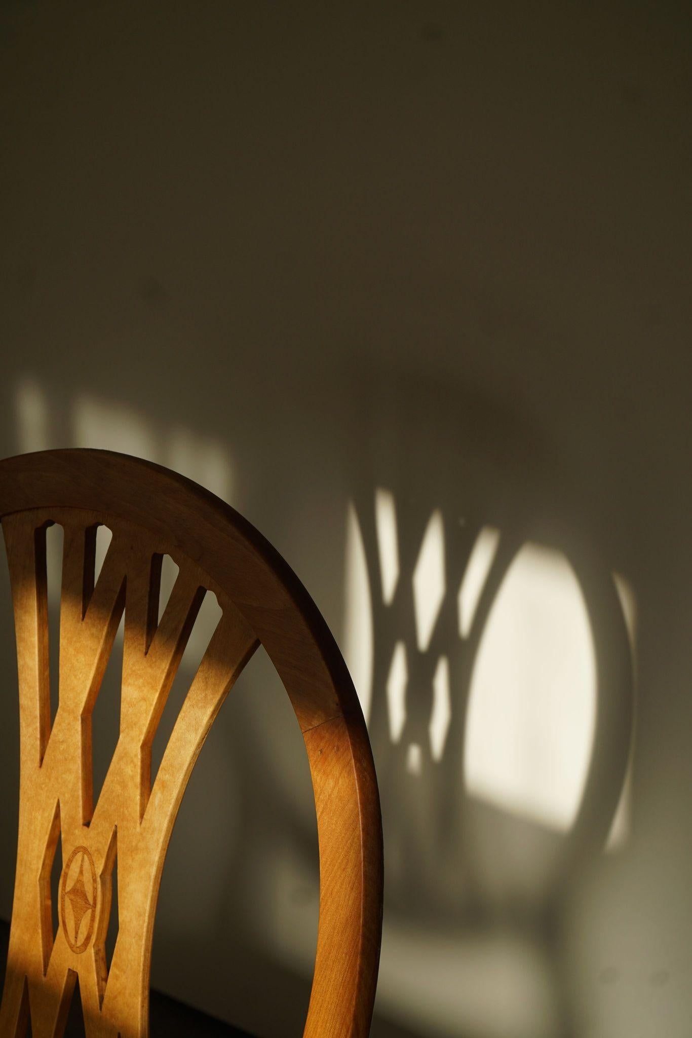 Swedish Art Deco, Set of 10 Chairs in Birch, Early 20th Century, Gustavian Style 7