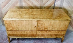 Swedish Art Deco Sideboard Cabinet in Golden Birch with Rosewood Inlay, 1930s
