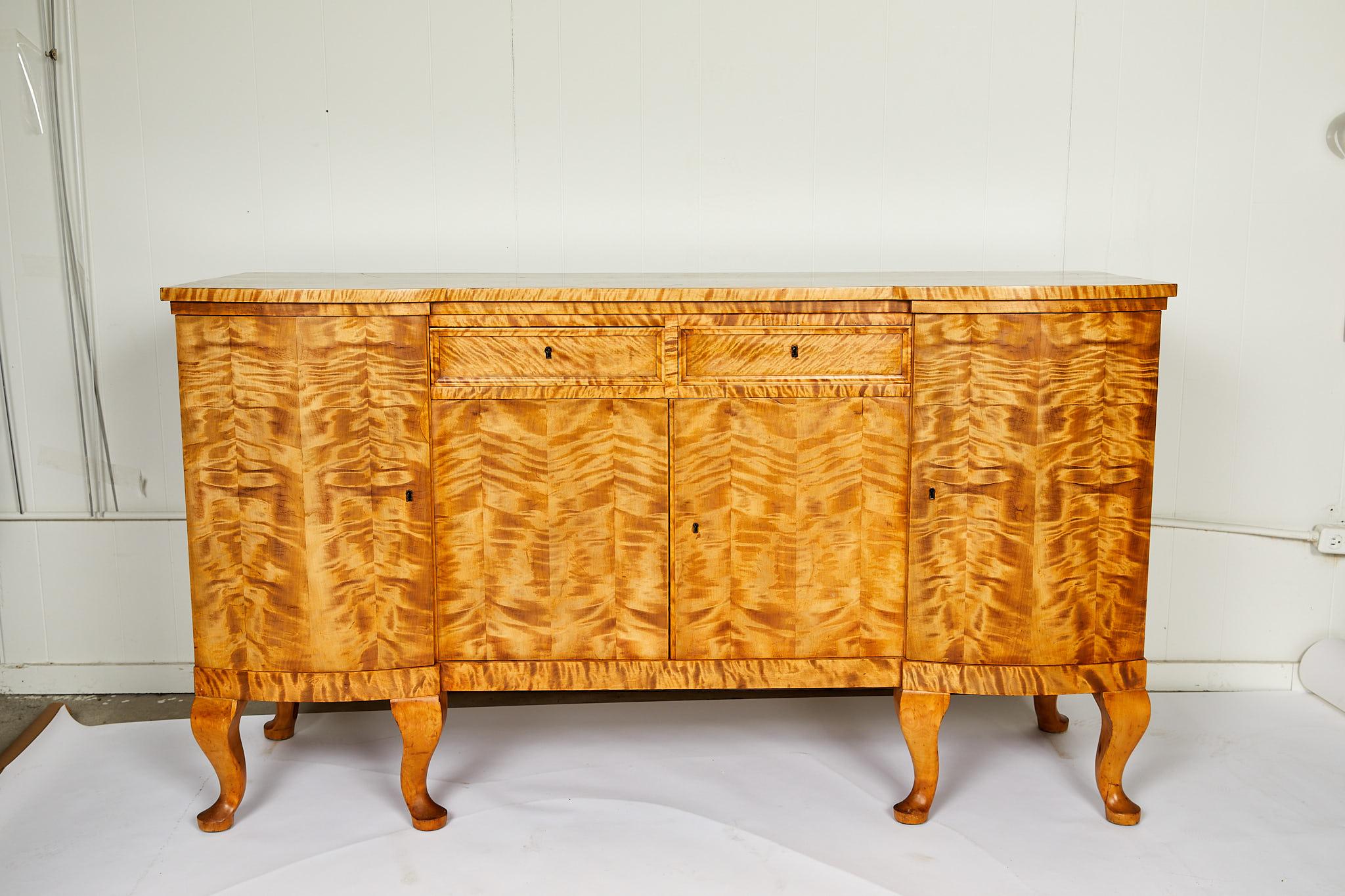 Swedish Art Deco Sideboard of Bookmatched Golden Flame Birch 13