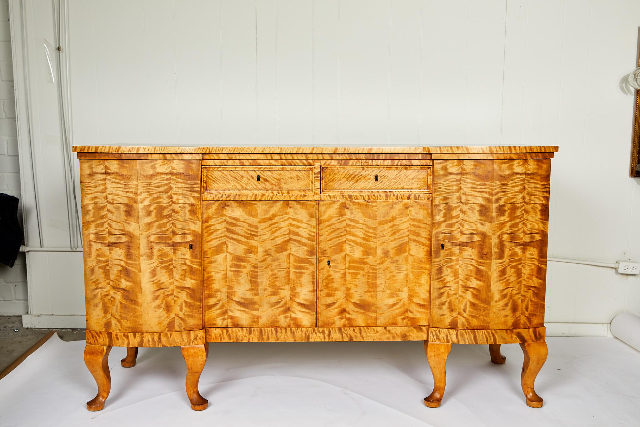 Swedish Art Deco Sideboard of Bookmatched Golden Flame Birch 14