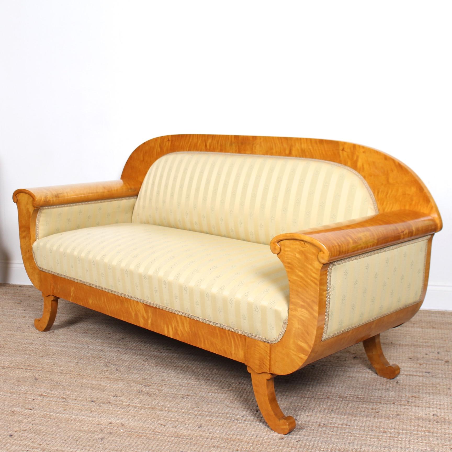 Swedish Art Deco Sofa Burl Satinwood For Sale 2