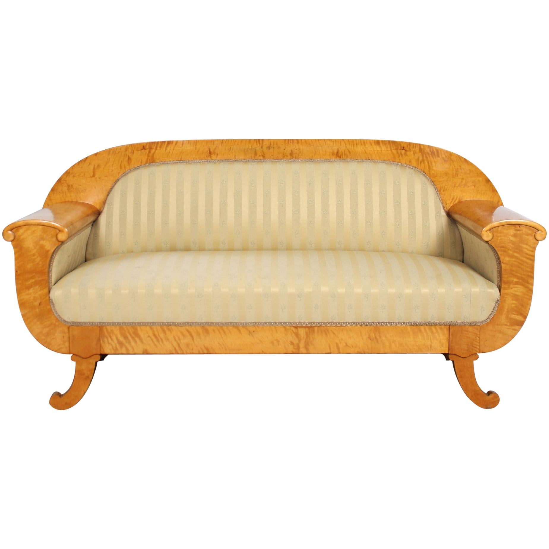 Swedish Art Deco Sofa Burl Satinwood For Sale