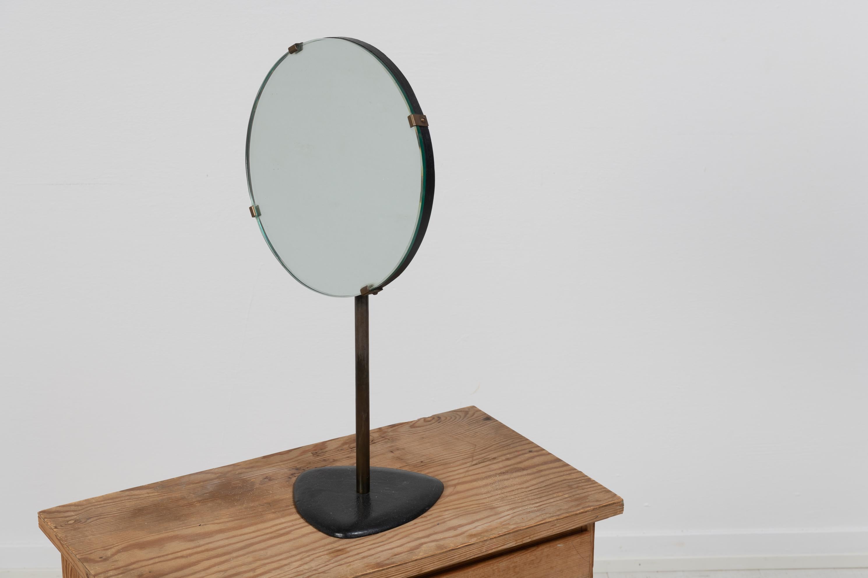 20th Century Swedish Art Deco Solid Iron Table Mirror For Sale