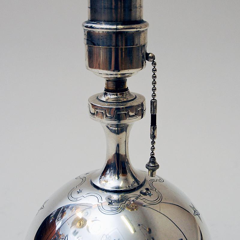 Swedish Art Deco Sphere Shaped Silverplated Tablelamp by Gab 1929 In Good Condition In Stockholm, SE