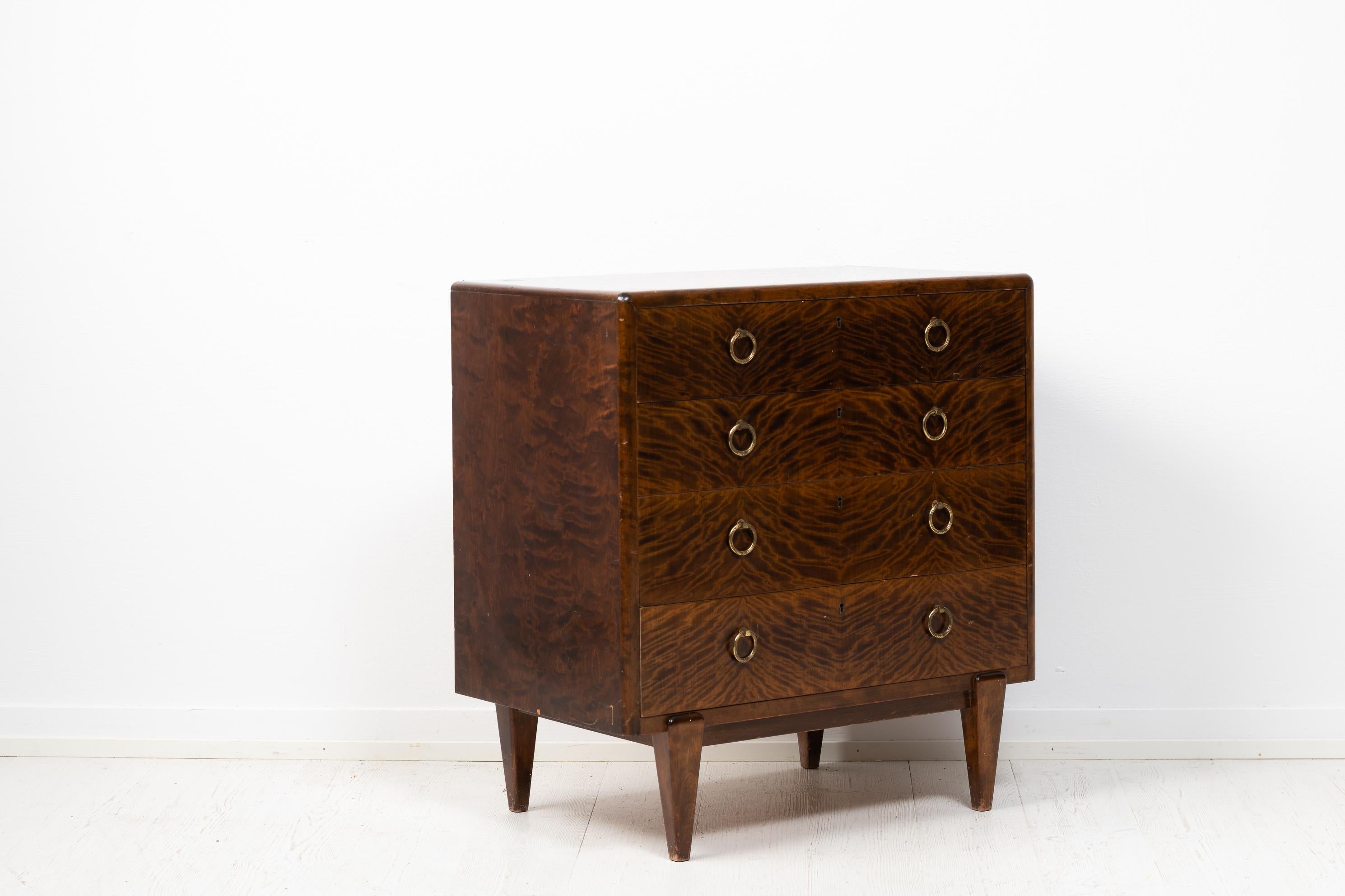 Swedish Art Deco Stained Birch Bureau  In Good Condition For Sale In Kramfors, SE