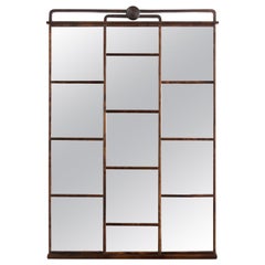 panneled mirror Antique Swedish Art Deco Stained Birch Paneled Mirror