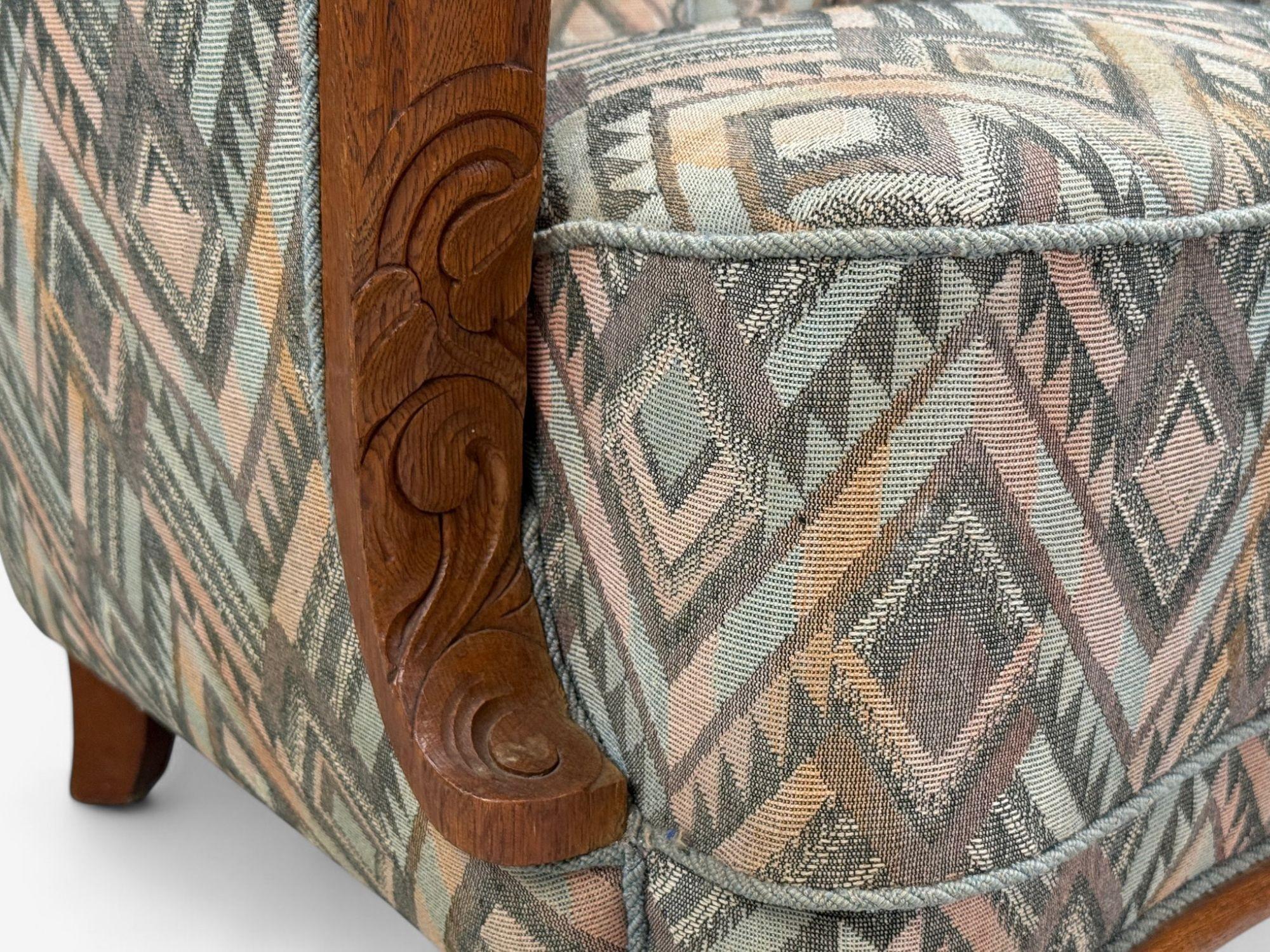 Sedie da salotto svedesi Art Deco, legno macchiato, tessuto, organico, Svezia, anni '70 6