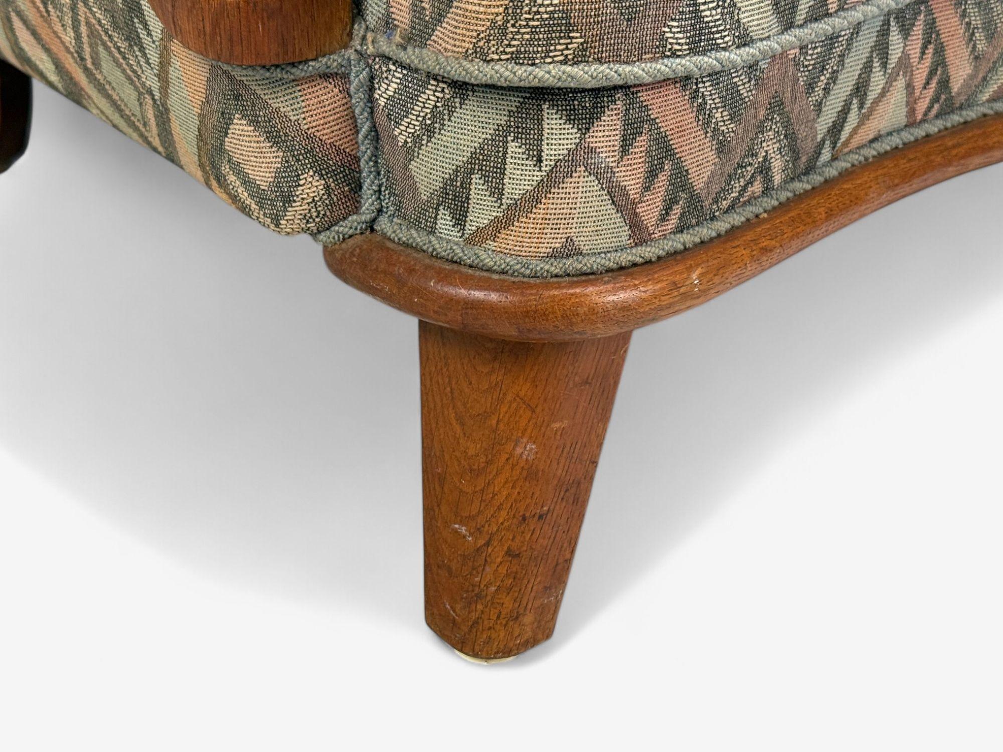 Sedie da salotto svedesi Art Deco, legno macchiato, tessuto, organico, Svezia, anni '70 7