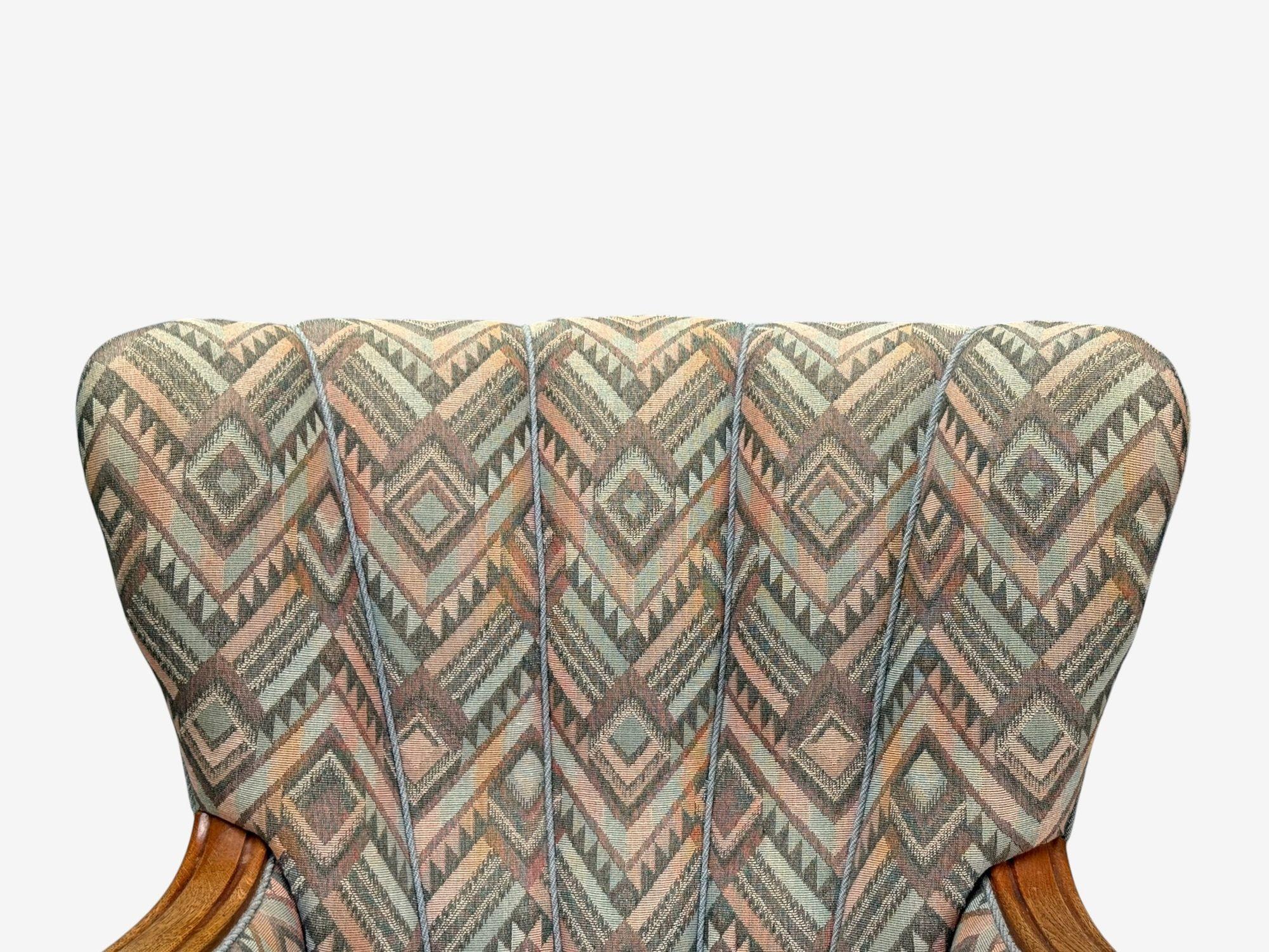 Tessuto Sedie da salotto svedesi Art Deco, legno macchiato, tessuto, organico, Svezia, anni '70